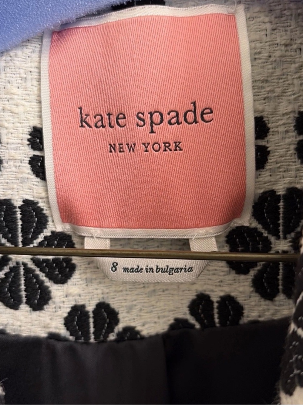 kate spade Black & White Floral Bouclé Trench Coat - Picture 2 of 5